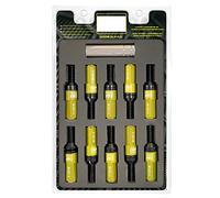 OMP SPEED Set 20 Boulons de Roue Noir avec M14X1.5 Métrique 17-19 Long Fileté 28MM avec Protecteur en Aluminium Jaune 7075 + DIN 12.9