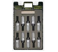 OMP SPEED Set 20 Boulons de Roue Noir avec Métrique M14X1.5 17-19 iletée longue de 28MM avec Protecteur en Aluminium Gris 7075 + DIN 12.9