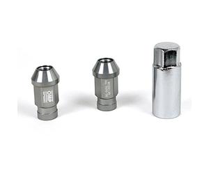 OMP SPEED Set 20 écrous de roue avec métrique M14 x 1,25, 19 clés filetées longues de 40 mm, couleur gris aluminium 7075