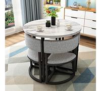 Ompact Ensemble de salle à manger moderne 4 pièces Table ronde avec 3 chaises Design gain de place pour petits espaces Idéal pour petit déjeuner, coin salon, appartement, bureau et cuisine