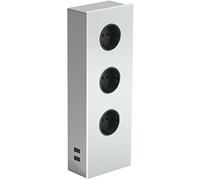 OMPI Power Tour g Acier Inoxydable, Verre Blanc - 3 x Prise à Contact de Protection 2 Prises USB, 42010102200-lochabstanddebuchse