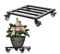 Ompinda Porte Plante à Roulettes, Panier à Plantes Carré avec Roulettes Verrouillables, Support de Plantes en Fer Robuste de 30,5 cm pour Pot de Fleurs Intérieur et Extérieur