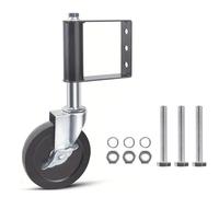 Ompinda Roulette de portail à ressort robuste de 10,2 cm avec frein de verrouillage latéral pour portail extérieur en métal ou porte de clôture en bois