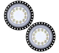Omprar 2PCS UFO Lampe industrielle LED 50W, 5000LM High Bay Lumière éclairage d'atelier 6500K Blanc Froid Projecteur Exterieur Interieur industrielle UFO Lamp pour Garage Atelier Gymnase