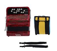 Omquot Accordéon Professionnel à Boutons Noir et Blanc, 22 Touches, 8 Basses, pour Joueurs Qualifiés ou Débutants, avec Sac et Sangles en Accordéon (Rouge)