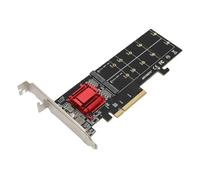 Omquot Adaptateur PCIE Double NVMe, Puce PCIE 3.1 X8 ASM1812 Fonction de Bifurcation PCB Adaptateur Double M.2 Bande Passante 2 Go/s pour Ordinateurs de Bureau