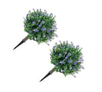 Omquot Arbre Topiaire Artificiel en Forme de Boule, 45 Cm de Haut, Camélia Bleu, Feuilles Rondes, Eucalyptus, Arbre Artificiel avec Piquet, pour Porche, Jardin, Bureau, Salon