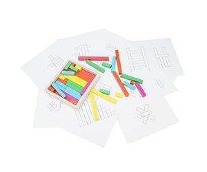 Omquot Bâtons de Comptage en Bois, Blocs Mathématiques Colorés, Kits éducatifs pour Enfants de 3 Ans + Construction en Bois Massif 68 Pièces