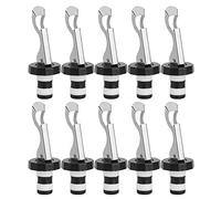 Omquot Bouchon de Bouteille de Vin, Lot de 10, Outil de Bouchon de Vin Hermétique pour Accessoires de Cuisine de Bar, Acier Inoxydable Noir Blanc 3,7x1,3x1,3 Pouces