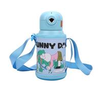 Omquot Bouteille D'eau Isolée en Acier Inoxydable pour Enfants, avec Déverrouillage par Empreinte Digitale, pour Boire en Toute sécurité à L'école, Bleu