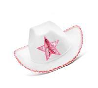 Omquot Chapeau de Cowboy à Paillettes Scintillantes, Accessoire de Fête élégant pour Douches Nuptiales, 15,75x11,81x5,12 Pouces (Bords moelleux en peluche.)