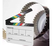 Omquot Clap de Réalisateur en Acrylique, Accessoire de Coupe de Film étanche pour Matériel de Cosplay, Acrylique + Métal + Bois 11,8x9,8x0,7 Pouces (Tableau blanc couleur PAV1CWE3)
