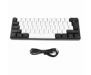 Omquot Clavier de Jeu USB 61 Touches Rvb rétro-éclairé Ergonomique Touches ABS Clavier Filaire pour Les Voyageurs sur PC (Blanc Noir)