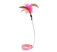 Omquot Collier de Plumes de Chat, Jouets Réglables, Flexibles et Interactifs avec Cloche pour Jeu D'intérieur en Fil de Plastique (Rose)