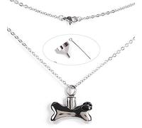 Omquot Collier D'urne Commémoratif en Forme D'os, élégant Pendentif en Cendres D'animaux de Compagnie, pour la Prière Quotidienne du Propriétaire D'animaux de Compagnie, en Acier Titane et Argent,