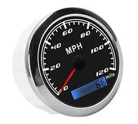 Omquot Compteur de Vitesse GPS étanche en Acier Inoxydable, Jauge de Haute Précision 120 MPH pour Voiture Camion Bateau (Noir)