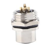 Omquot Connecteur étanche M12-B-S5 5 Broches, Prise Montée sur Panneau pour Usage Industriel, Laiton nickelé 4A AC/DC250V pour L'entretien des Machines