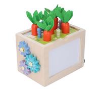 Omquot Cube d'activité de de Couleurs en Forme de Bois pour Le Développement Précoce, Jouet pour Bébés avec Kit de Jeu de Récolte de Carottes pour Enfants, Bois de Bouleau