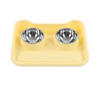 Omquot Ensemble de Bols de Nourriture et d'eau pour Chat en Acier Inoxydable, Inclinés à 15 Degrés, pour Petits Animaux, Faciles à Nettoyer, Double Mangeoire Surélevée pour Animaux de Compagnie