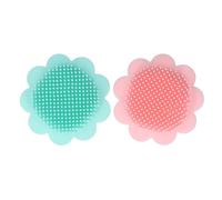 Omquot Ensemble de Brosses à Shampoing pour bébé, 2 Pièces, épurateur de Cuir Chevelu en Silicone Souple pour Bébés âgés de 3 Mois et Plus, Motif Tournesol Vert Rose