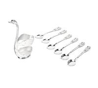 Omquot Ensemble de Vaisselle en Aluminium Swan, Porte-cuillère élégant pour Mélanger les Desserts aux Fruits et au café, Argent
