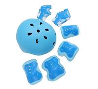 Omquot Ensemble D'équipement de Protection pour Enfants, Casque de sécurité Réglable et Coussinets pour Enfants, Cyclisme, Patinage à roulettes, Ensemble de 7 Pièces, EPS Léger