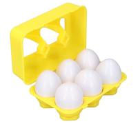 Omquot Ensemble D'œufs Assortis pour Enfants, Jouet de Reconnaissance de Forme coloré et éducatif pour la Célébration de Pâques, Matière Plastique, 6 œufs + Boîte de Rangement