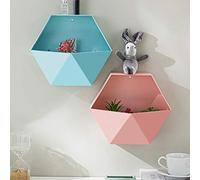 Omquot Étagère Murale Hexagonale Géométrique, étagère de Rangement Flottante Décorative Moderne pour Chambre à Coucher, Salon, étude, 26.5x23x6.5CM (Bleu Ciel)