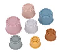 Omquot Gobelets Empilables en Silicone pour bébé, Jouet de Bain coloré, Ensemble de 7 pour Développer Les Compétences des Enfants de Plus de 24 Mois (Gobelet empilable pour Animaux)