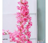 Omquot Guirlande de Vigne de Fleur de Cerisier Artificielle Joli Décor pour Bureau à Domicile Transition de Couleur Naturelle Vigne Artificielle Flexible pour Magasin de Mariage Hôtel Tissu de Soie