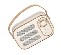 Omquot Haut-Parleur Bluetooth Rétro Portable Stéréo pour Les Voyages à Domicile, Son HiFi et Longue Durée de Vie de la Batterie, Haut-Parleur sans Fil Vintage pour Les Amateurs de Musique (Blanc)