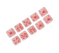 Omquot Jeu de Dés Translucides à 6 Faces Durables pour Les Jeux de société et l'enseignement des Mathématiques, 20 Pièces pour Enfants et Adultes (Transparent avec des Taches Roses)