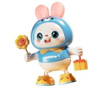 Omquot Jouet de Lapin de Danse, Jouet de Lapin de Danse Musicale Sensorielle, Portable, sécurité, Entraînement Tête Haute, Chant pour Nouveau-né pour la Maison (Bleu)