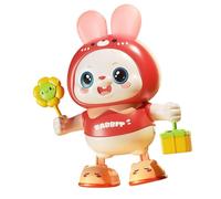 Omquot Jouet de Lapin de Danse, Jouet de Lapin de Danse Musicale Sensorielle, Portable, sécurité, Entraînement Tête Haute, Chant pour Nouveau-né pour la Maison (Rose)