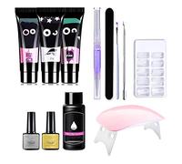 Omquot Kit D'extension D'Ongles en Poly, Gel Durable pour Nail Art, pour Usage Professionnel et DIY, Comprend une Lampe à Ongles et des Accessoires