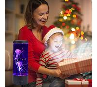 Omquot Lampe à Lave Méduse, Lampe à Lave LED à Chargement USB, Modèle Réaliste, Veilleuse Noire pour le Bureau (Noire)