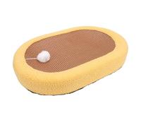 Omquot Lit à Gratter Ovale pour Chat, Lit de Salon pour Chats D'intérieur, Protecteur de Meubles Multifonctionnel en Velours Teddy, Taille 23,62x15,75x3,54 Pouces