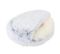 Omquot Lit Grotte Confortable pour Chat, Lit Doux et Semi-fermé, Apaisant, pour Chats et Chiens D'intérieur, Amovible, 1 unité (Peluche, Gris)