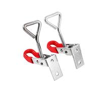 Omquot Loquet de Verrouillage à Bascule Réglable en Métal pour Boîtes - Matériel Durable pour la Maison et le Bureau - 2 Poignées à Levier pour Tiroirs, Placards, Argent + Rouge 10,2 X,5 Cm pour