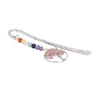 Omquot Marque-page D'arbre en Pierre de Guérison des 7 Chakras, Décoratif pour les étudiants en Lecture, Cadeau D'équilibrage énergétique (Quartz fraise)