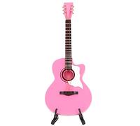 Omquot Modèle de Guitare en Hêtre Rose, Instrument de Musique, Conception Précise, 18cm, Super Cadeaux pour la Famille