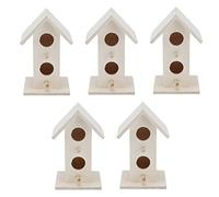 Omquot Nichoir en Bois Résistant aux Intempéries pour Mésange à Pinson Bleu, Cage à Oiseaux Décorative Bricolage pour Jardin, Lot de 5