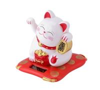 Omquot Ornement Décoratif de Chat Porte-bonheur à énergie Solaire pour la Maison, le Bureau et la Voiture, Bras ondulé Automatique, Figurine de Chat Porte-bonheur pour les Bénédictions, en Plastique à