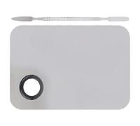 Omquot Palette de Mélange de Maquillage Professionnelle en Acier Inoxydable avec Spatule pour Maquilleurs, Mélange de Correcteurs, Fard à Paupières - Palette en Métal Durable pour les Amateurs de