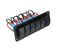 Omquot Panneau D'Interrupteur à Bascule à 5 Gangs, Double Chargeur USB Durable, Affichage de la Tension LED, Interrupteur Marche/arrêt pour Camion, Camping-car, Yacht, ABS PBT PC, Applicable aux