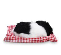 Omquot Peluche Chien en Peluche, Poupée Animale de Simulation Douce avec Son, Cadeaux d'anniversaire pour Enfants et Décoration de Pépinière (Le Noir et Blanc Peut Appeler Un Chiot)
