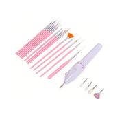 Omquot Perceuse à Ongles électrique Précise, Broyeur de Fichiers alimenté par Batterie avec 5 Embouts, Ensemble de 15 Pinceaux D'art des Ongles pour Bricolage et Voyage