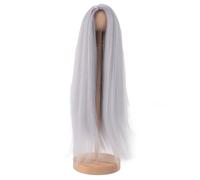 Omquot Perruque Longue et Droite de Poupée, Belle Perruque de Cheveux de Poupée 1/4 élasticité Bricolage Cuir Chevelu simulé pour Jouer pour de 7 à 8 Pouces (Bleue)