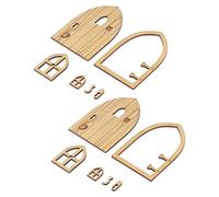 Omquot Porte de Campagne Miniature en Bois pour Maison de Poupée 1:12, Ensemble de Fenêtres pour Décoration de Jardin, Maison de Poupée, Porte de Village Simulée et Vive pour Collectionneurs et