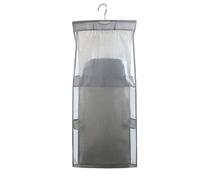 Omquot Sac de Rangement Suspendu Double Face, Organisateur épais pour étagère de Placard de Chambre à Coucher, Tissu Non tissé Durable + Matériau PVC, 1 X Organisateur de Sac à Main Suspendu (Gris)